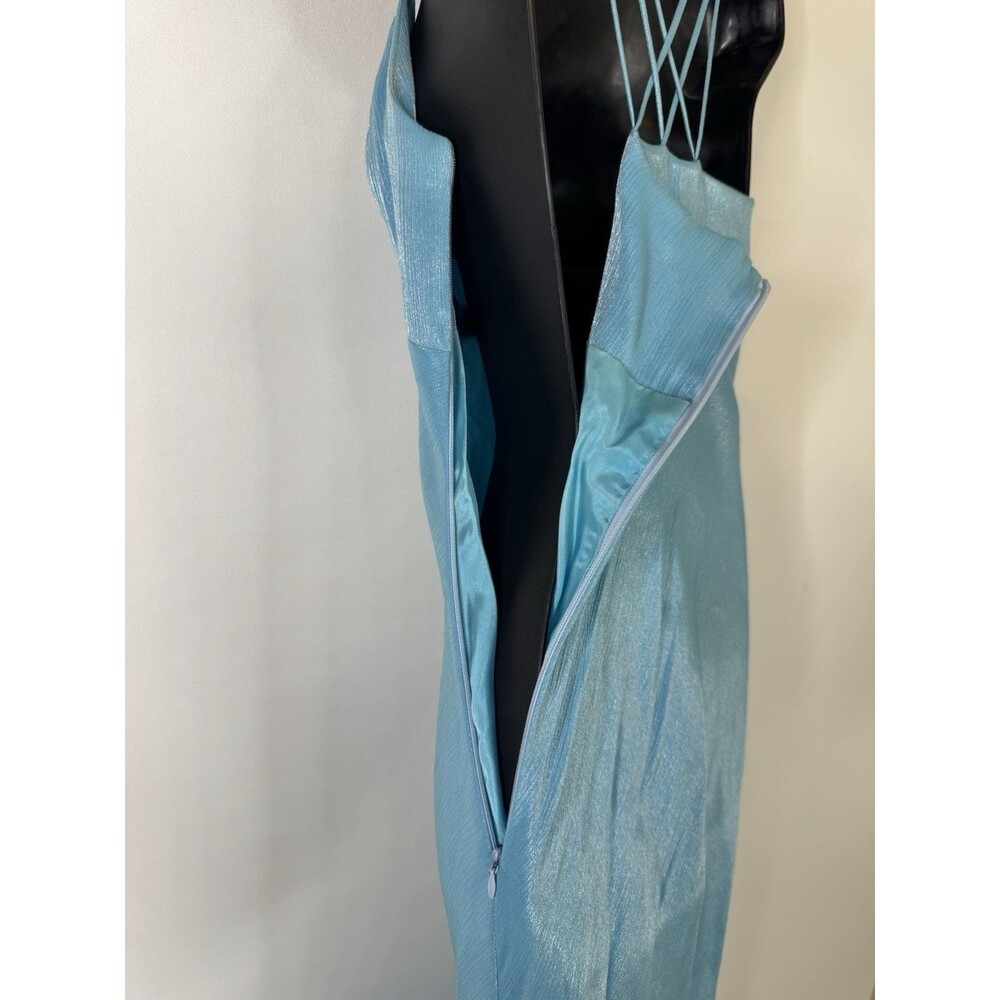 Y2K Teal Prom Dress Formal Slip Style Maxi Small - Picture 6 of 10